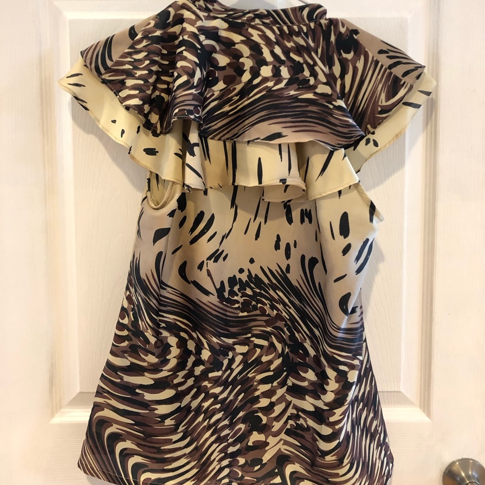 Bcbgeneration Black Brown Cream Patterned Blouse - image 3